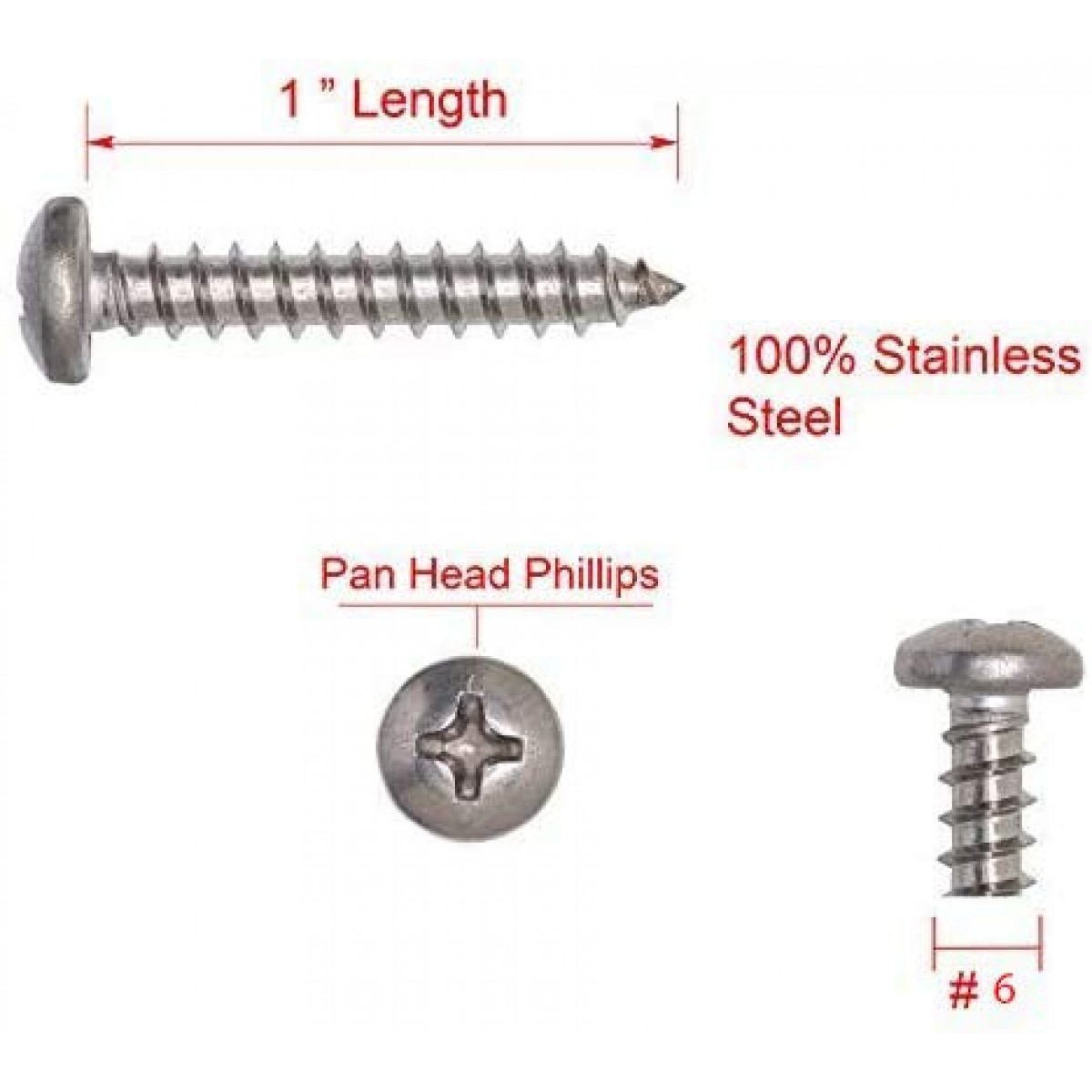 thumbnail image 2 of 100 Pcs #10 X 1 Inch Black Zinc Phillips Pan Head Wood Screws - Sheet Metal Screws, Steel 2 of 3