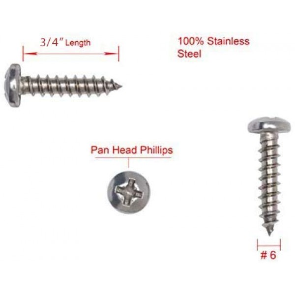 Persberg #6 X 3-4 Stainless Pan Head Phillips Wood Screw