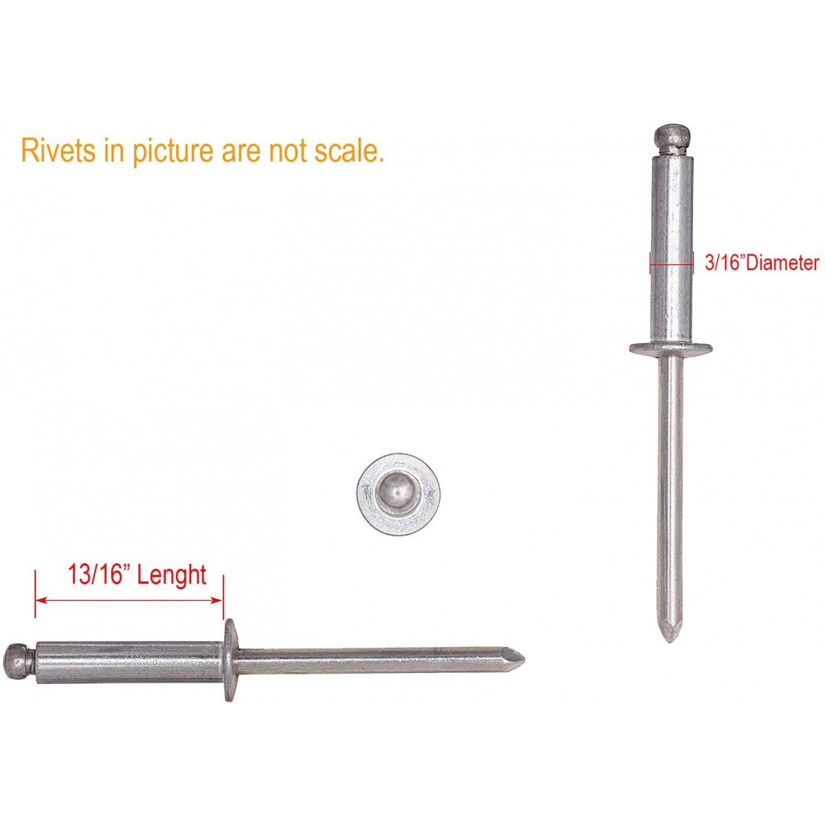 Persberg Blind Rivets, Aluminum 3-16 Diameter, Grip Range (3-4 - 7-8) , (50 pcs) & (25 pcs) Back-Up Pop washers