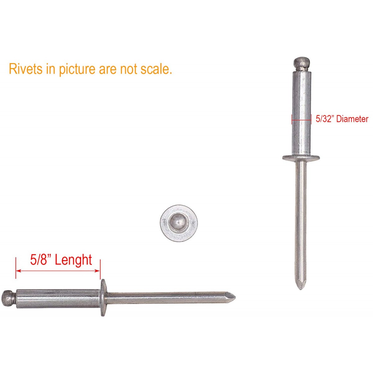 Persberg Blind Rivets, Aluminum 5-32 x 5-8 , (100 pcs) & (50 pcs) Back-Up Pop washers)