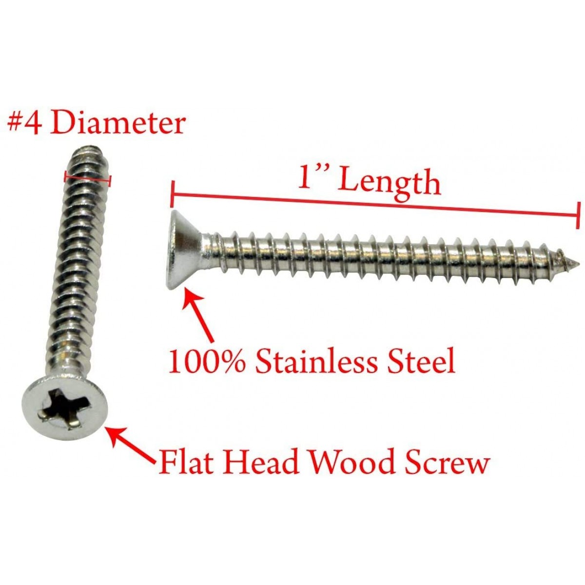 Stainless Steel Flat Head Phillips Wood Screw #14 x 3/4″ 50Pcs - Persberg