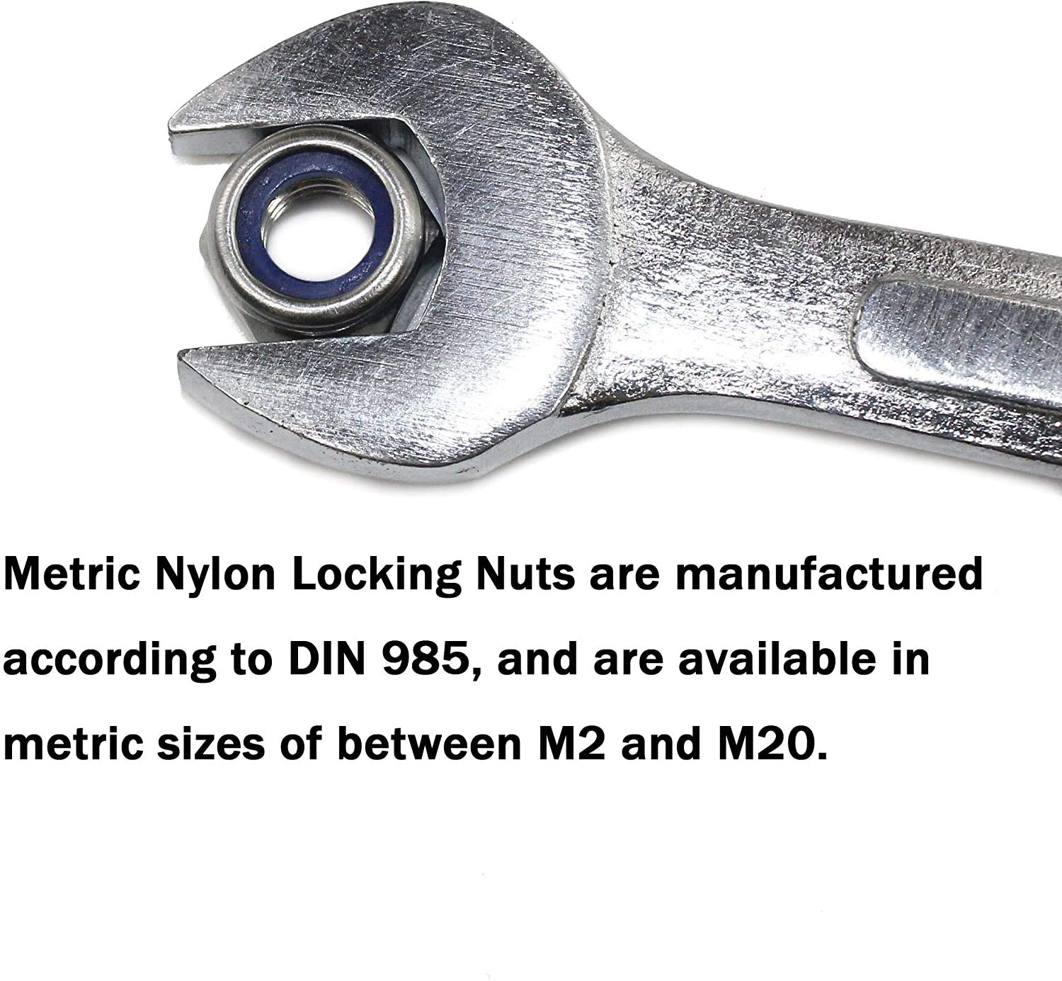 M4-0.70mm Metric hex lock nuts nylon insert Stainless steel 18-8 A-2  50 pcs 